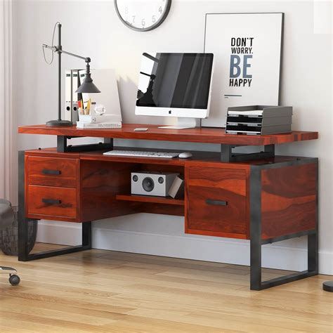 Hondah Solid Wood 64 Large Industrial Home Office