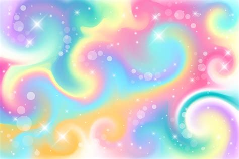 Fantasy Background Holographic Illustration In Pastel Colors Cute