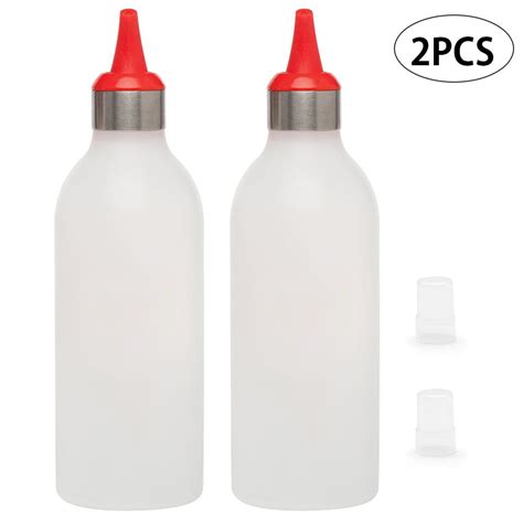 2 Pcs Kitchen Plastic Squeeze Bottle Condiment Bottles Dispenser For