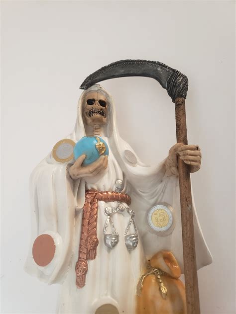 Santa Muerte White 14 Holy Death Statue Grim Reaper Etsy