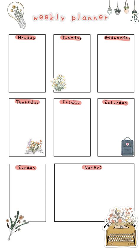 Free Printable Weekly Planner Template Watercolor Paper Trail Design
