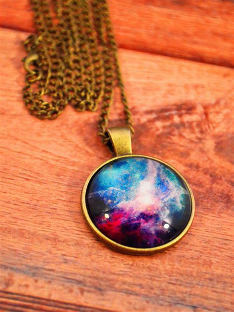 Galaxy Necklace Nebula Necklace Nebula Pendant Space Etsy