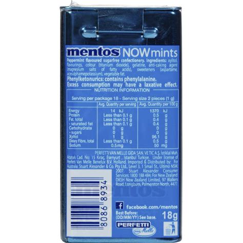 Mentos Now Fresh Mint 18g Woolworths