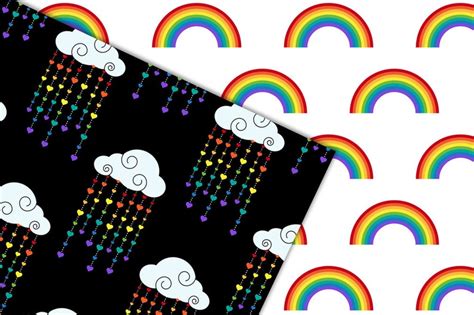 Rainbow Digital Paper Seamless Rainbow Patterns Printable Etsy