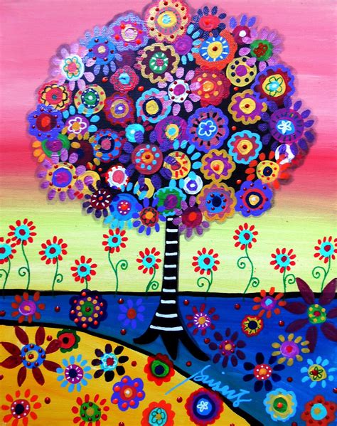 Mexican Folk Art Tree Of Life Flowers Unity Original Prisarts On Popscreen