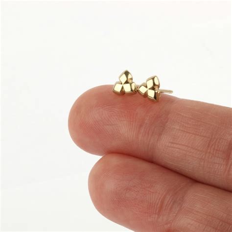 Small Gold Stud Earrings K Solid Gold Earrings Dainty Stud Etsy