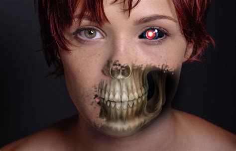 Horror Half Skull Face Artwork In Photoshop