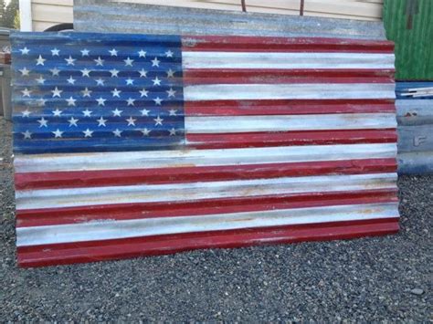 Rustic American Flag Large Corrugated Metal American Flag 6 Etsy