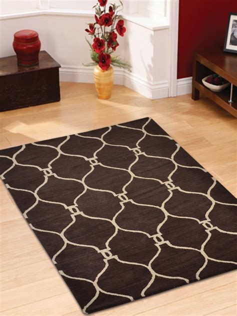 Rugsotic Carpets Hand Tufted Wool 3x5 Area Rug Geometric Brown Beige