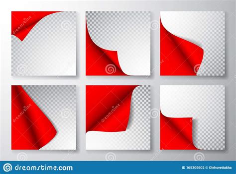 Paper Page With Curled Corner And Shadow Template For Your Design Set