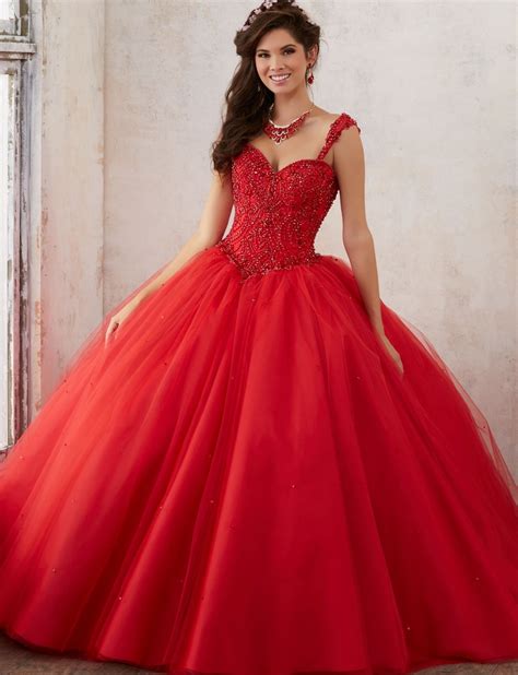 Red Quinceanera Dress Sweetheart Nbead Bodice Cheap Quinceanera Dresses