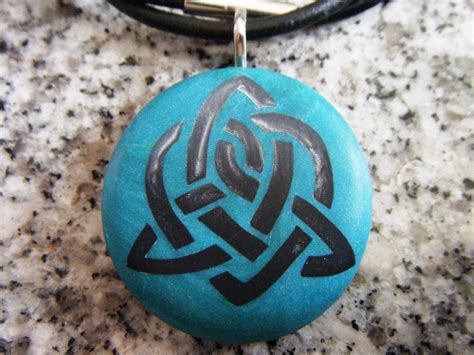 Sisterhood Celtic Symbol Hand Carved On A Polymer Clay Teal Etsy