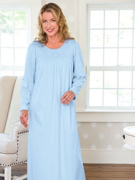 Calida Long Sleeve Soft Cotton Nightgown Night Gown Cotton Nightgown Long Sleeve Gown