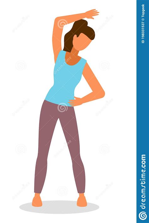 Young Caucasian White Woman Doing Stretching Warm Up Exercise Vector