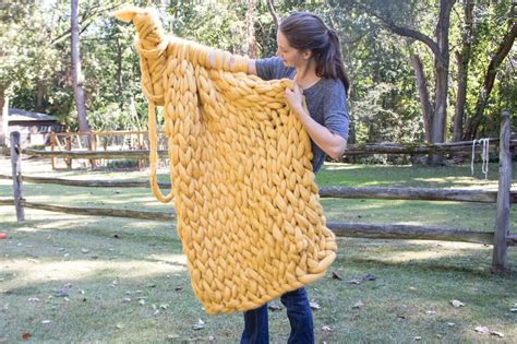 Craft stores have a couple great options available for readers who are priced out of using 100% merino we made a chunky knit blanket with this arm knitting yarn and loved it! Yes - You Really Can Arm Knit a Blanket in Less Than 1 ...