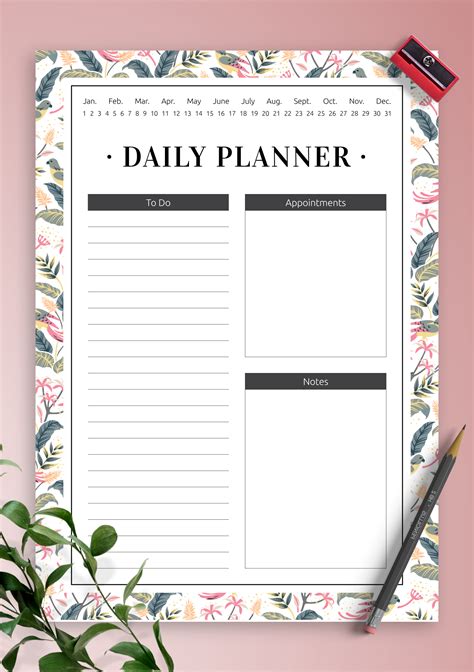 Download Printable Undated Daily Planner With To Do List Pdf