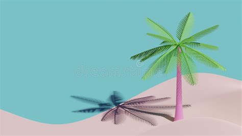 Summer Landing Page Template With Coconut Tree 3d Rendering Stock
