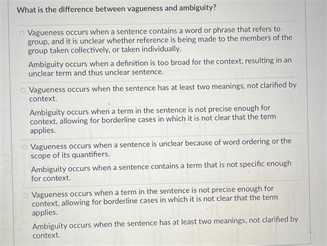 Solved What Is The Difference Between Vagueness And Ambiguity O