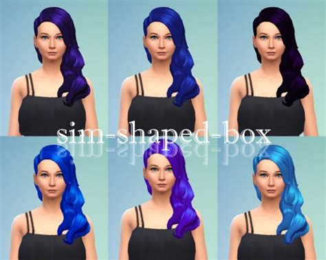 Sim Shaped Box Hair In 7 Blue Colours Sims 4 Hairs