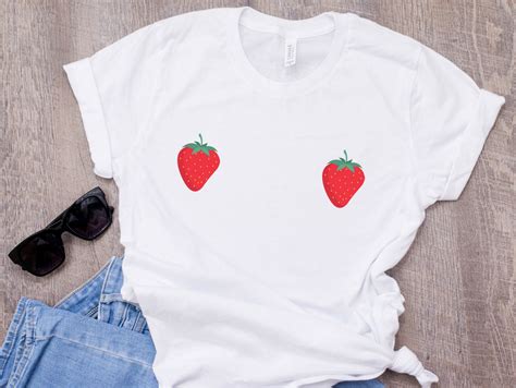 Strawberry Boob Shirt Strawberries Nipple T Shirt Cute Boobs Etsy