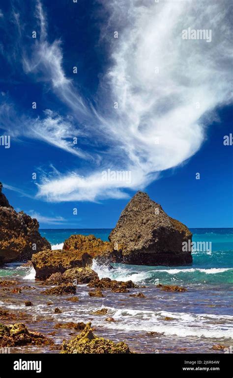 Beautiful Rocky Rough Caribbean Coast Landscape Turquoise Sea