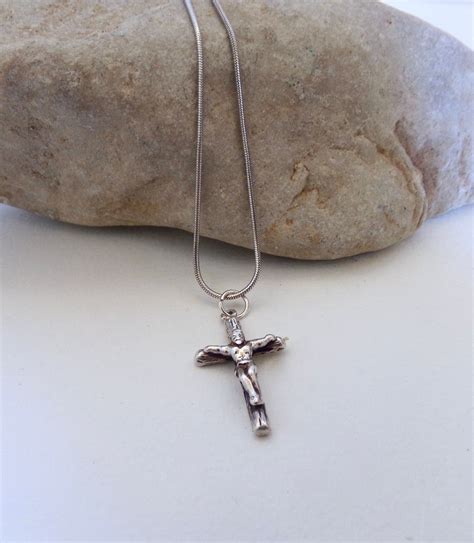 Silver Crucifix Necklace Vintage Jewellery Cross Pendant Etsy