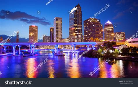 Downtown Tampa Florida Skyline Night Building Stock Photo 530586331