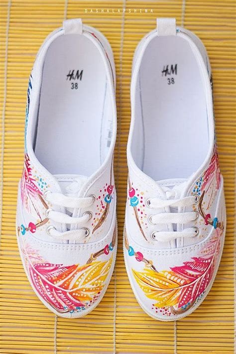Hand Painted Women Boho Style Canvas Shoes White Sneakers Bohemian