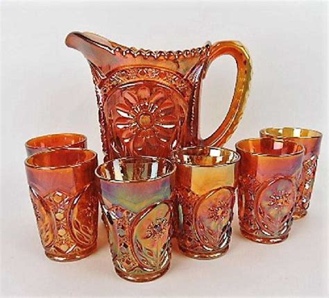 Imperial Marigold Carnival Glass 7pc Water Set