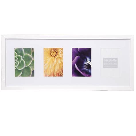 White 4 Photo Collage Frame 8x20 In For 4x6 In At Home