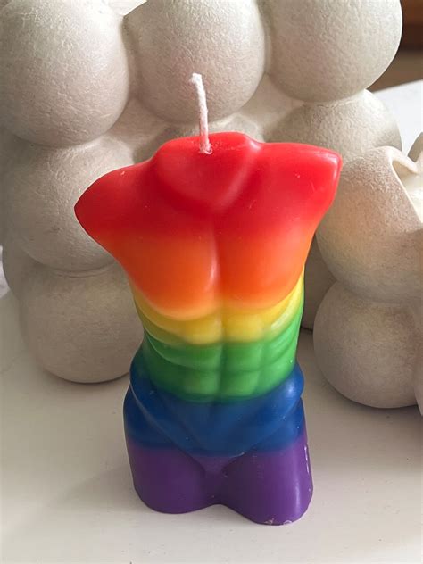 Rainbow Naked Man Male Candle Etsy