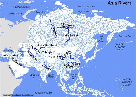 Asia Map Rivers World Map With Countries