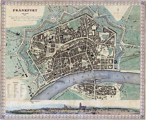 Vintage Map Of Frankfurt Germany 1845 By Cartographyassociates