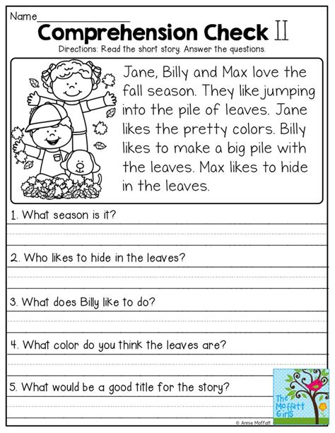 Free printable reading comprehension worksheets for grade 1. Comprehension Checks and so many more useful printables ...
