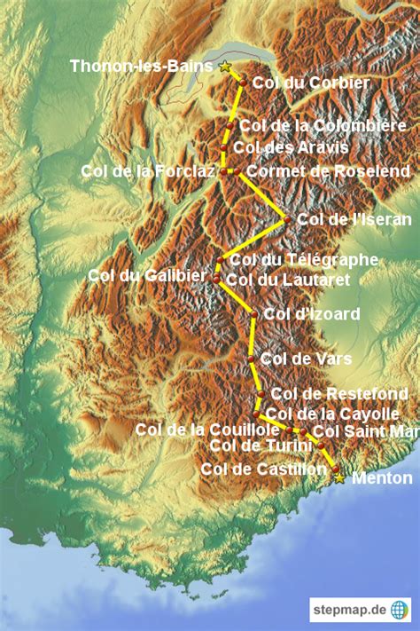 Stepmap Route Des Grandes Alpes Landkarte Für Frankreich