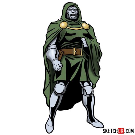 How To Draw Doctor Doom Marvels Supervillain Sketchok Step By