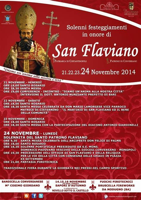 Di palma luigino in conversano. Festa Patronale di San Flaviano: dal 21 al 24 novembre ...