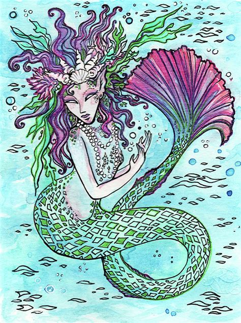 Fantasy Mermaid Drawing By Katherine Nutt Fine Art America