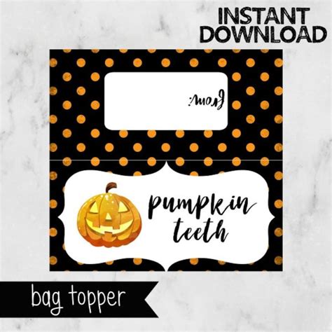 Pumpkin Teeth Halloween Bag Topper Candy Corn Treat Bag Top Etsy