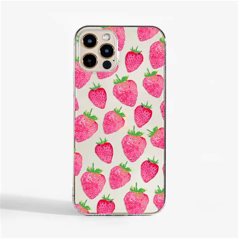 Clear Strawberry Phone Case Design For Iphone Cases Samsung Etsy Uk