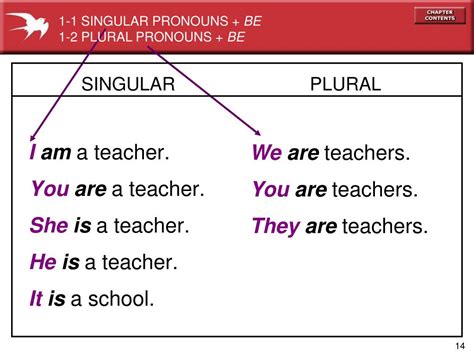 Ppt Preview 1 1 Singular Pronouns Be 1 2 Plural Pronouns Be 1 3
