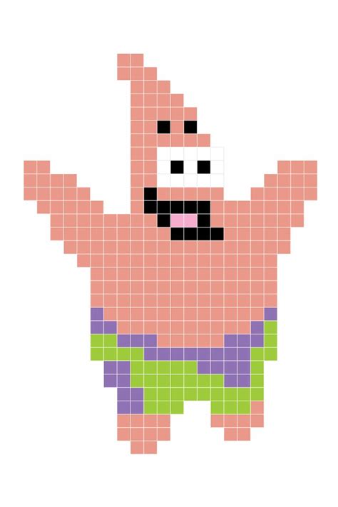 90s Character Pixel Patterns For Fuse Beads Spongebob Squarepants In