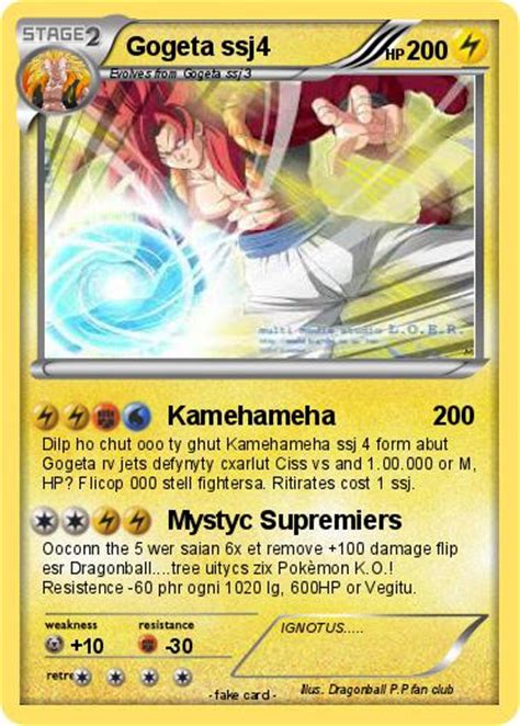 Pokémon Gogeta Ssj4 202 202 Kamehameha My Pokemon Card