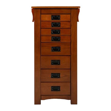 Powell Company Wagner Mission Oak Jewelry Armoire With Flip Top Mirror