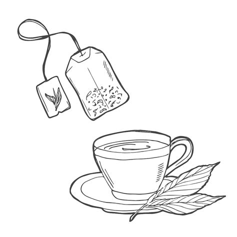 Premium Vector Cup With Tea Bag Hand Drawn Outline Doodle Icon Hot Drink Tea Cup Vector Sketch