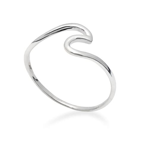 Solid 925 Sterling Ring Ocean Curve Stacking Ring In Sizes Etsy