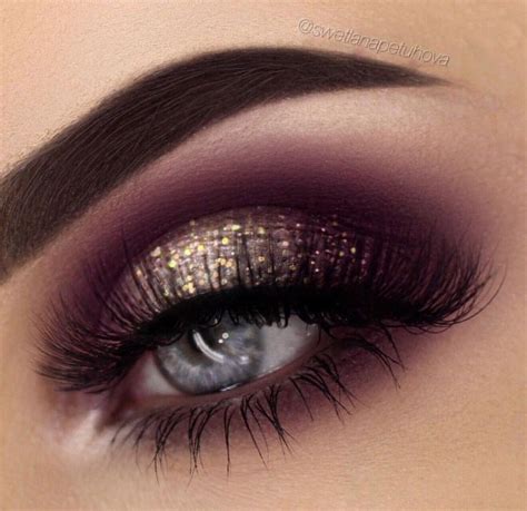 Smokey Royal Purple With Gold Glitter Eyeshadows Eye Makeup Makeup