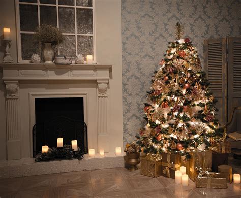 Christmas Tree Candle Fireplace Backdrop For Photography Dbd H19204