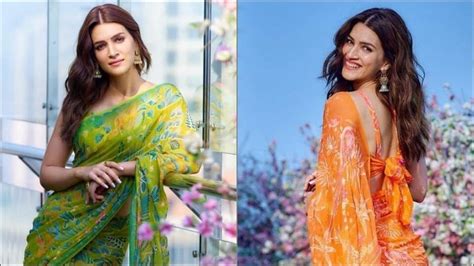 kriti sanon makes us fall in love with backless chiffon sarees this