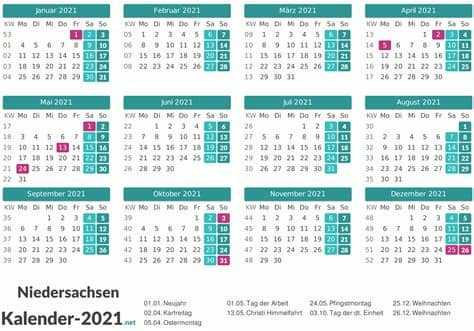 Zum nachschlagen, drucken, als pdf oder ausdrucken.eu. FEIERTAGE Niedersachsen 2021